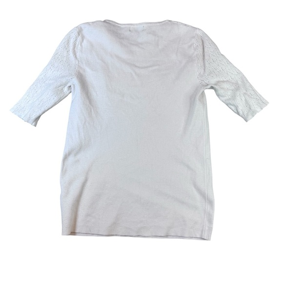 Woman’s Tahari White Short Sleeve Sweater Shirt Size Medium - Picture 9 of 9